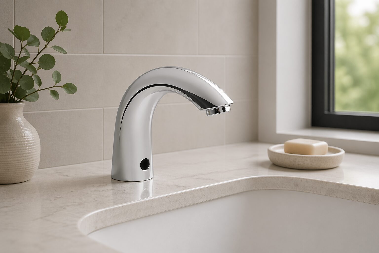 American Standard Selectronic faucet installed in a commercial lavatory