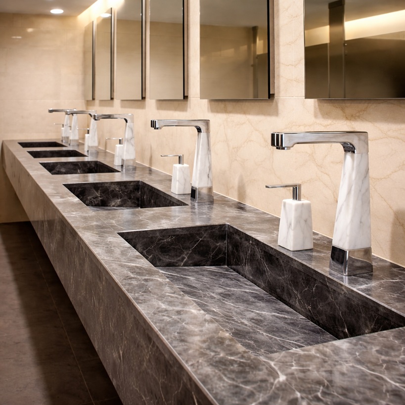 Hospital handwashing station with touchless Fontana faucet and hygiene-focused design