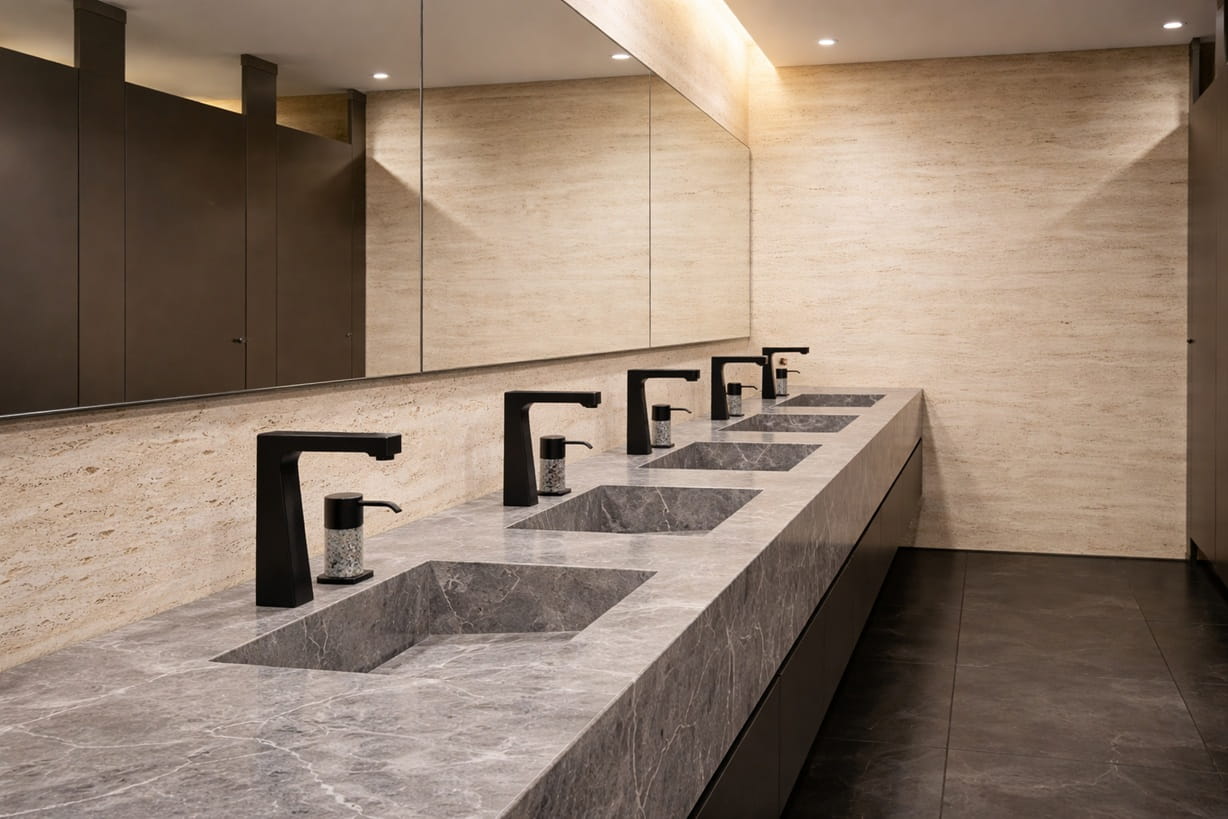 Commercial touchless faucet systems used across hotel suites public restrooms and spa facilities