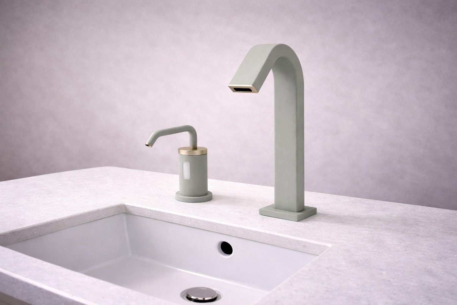 Commercial sink faucet installed in a high-traffic public bathroom