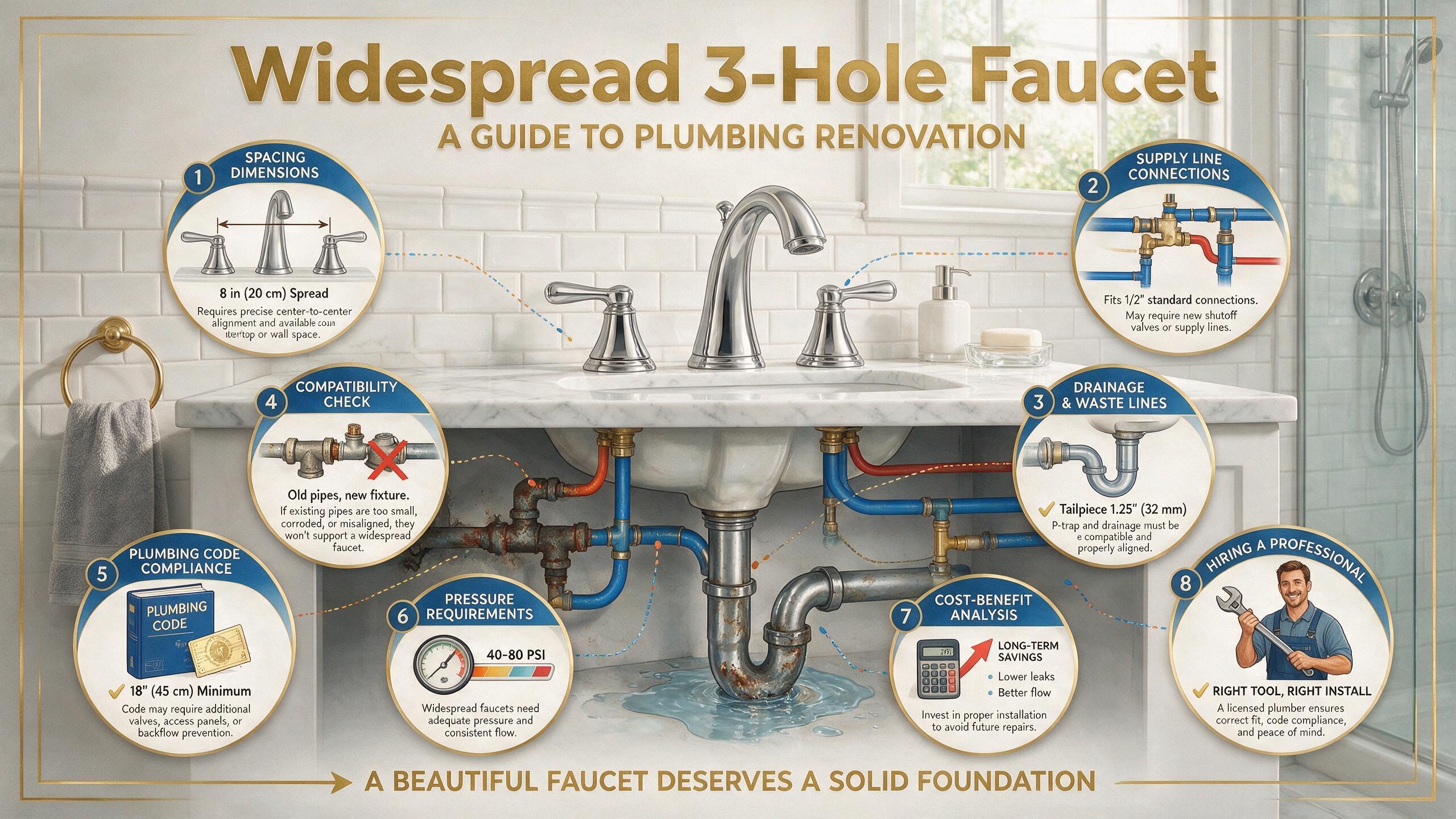 widespread 3 hole bathrom faucets
